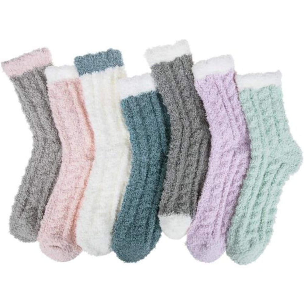 6-7 Pairs Womens Winter Fuzzy Socks Cozy Fluffy Socks Warm Fuzzy Christmas Socks